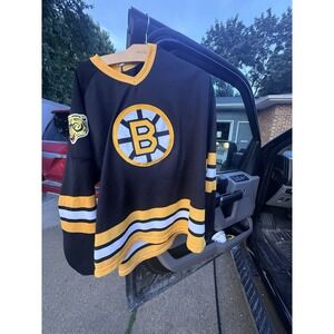 Vintage CCM Boston Bruins NHL Hockey Jersey Black Mens XL Sewn Bear Patch Retro